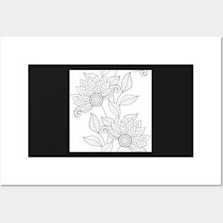 Non Colored Spring Pattern with Floral Motifs Posters and Art